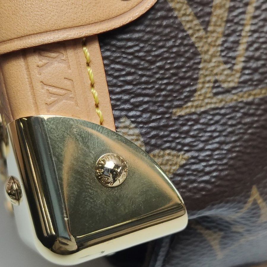 Louis Vuitton (LV) Side Trunk中型棕色植鞣革老花斜背包肩肩包晶片款-11