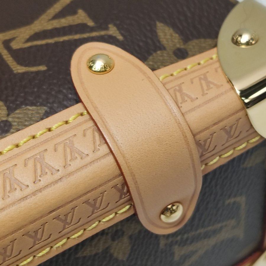 Louis Vuitton (LV) Side Trunk中型棕色植鞣革老花斜背包肩肩包晶片款-15