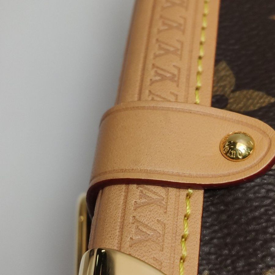Louis Vuitton (LV) Side Trunk中型棕色植鞣革老花斜背包肩肩包晶片款-16