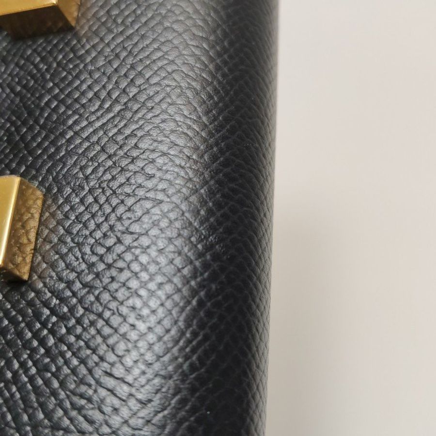 Hermes Constance康康小號字母H扣錢包Epsom牛皮金扣89黑色C刻-11