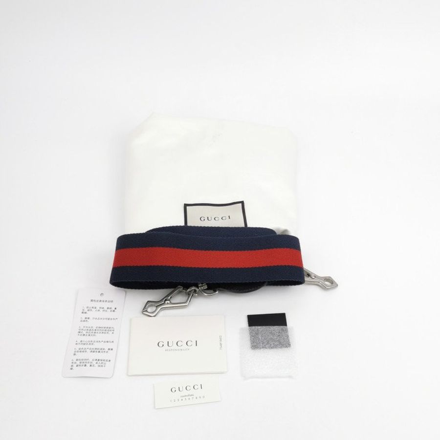 Gucci 黑色牛皮雙虎頭印花斜背包單肩包-9