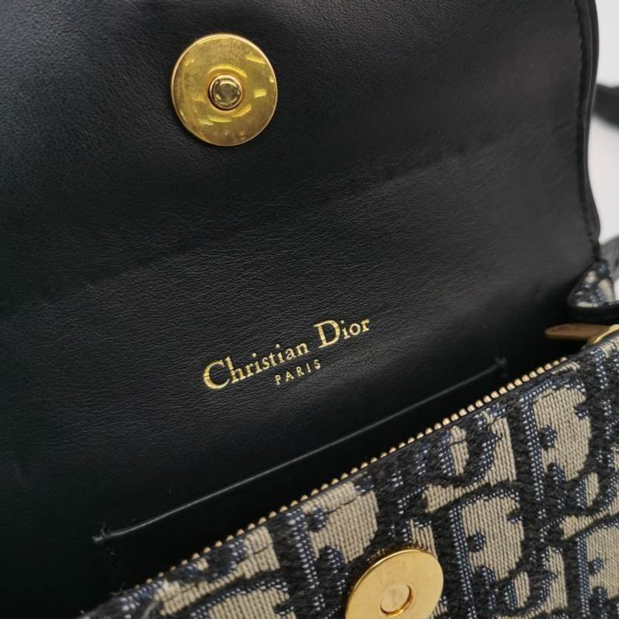 Dior Saddle馬鞍包藏青色牛皮帆布Oblique老花馬鞍造型腰包胸包-7