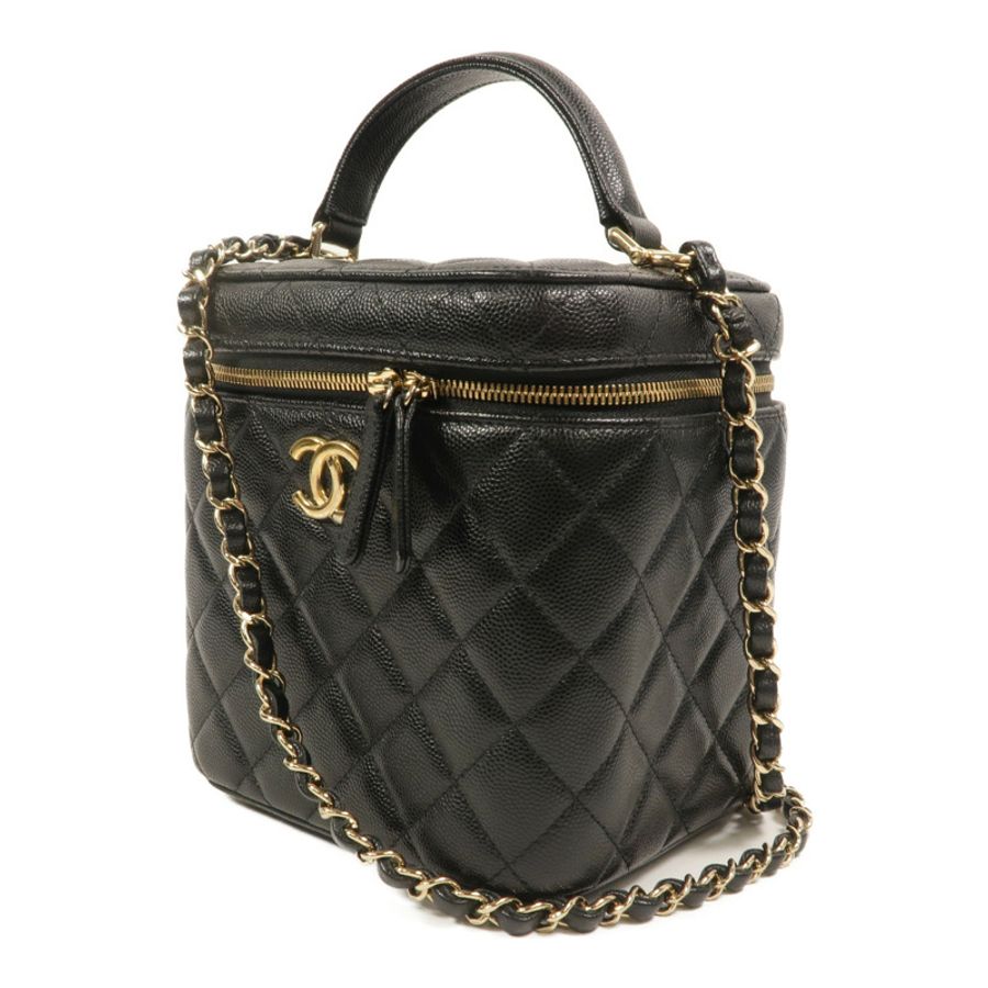 CHANEL 牛皮皮革Vanity Case鏈帶手挽肩背兩用袋-2