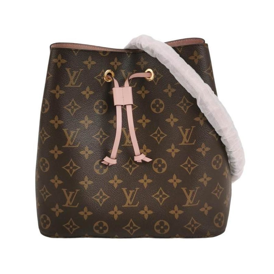 Louis Vuitton (LV) NÉONOÉ中型棕色牛皮Monogram印花抽繩肩背包晶片款-0