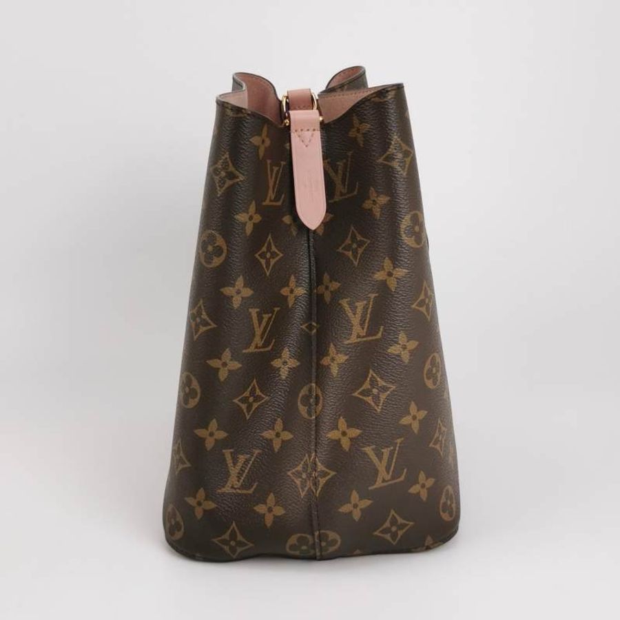 Louis Vuitton (LV) NÉONOÉ中型棕色牛皮Monogram印花抽繩肩背包晶片款-3
