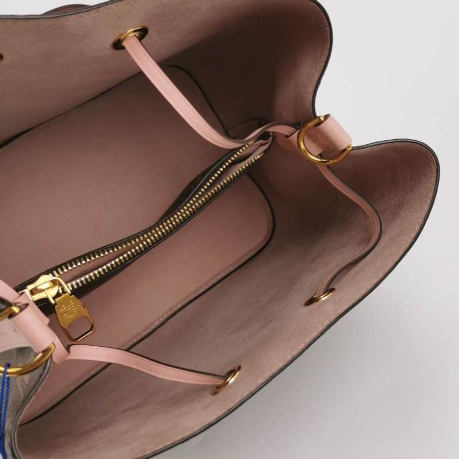 Louis Vuitton (LV) NÉONOÉ中型棕色牛皮Monogram印花抽繩肩背包晶片款-6