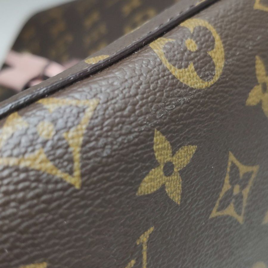Louis Vuitton (LV) NÉONOÉ中型棕色牛皮Monogram印花抽繩肩背包晶片款-14