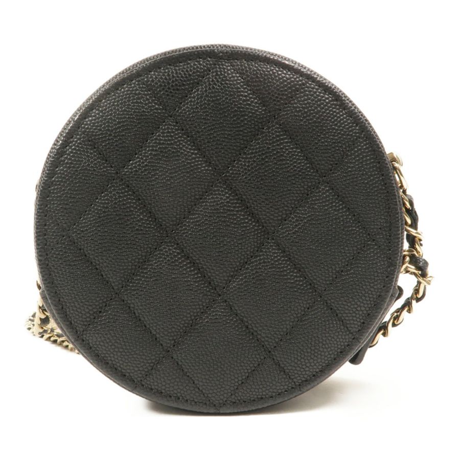 CHANEL 牛皮皮革Round Vanity Case鏈帶肩背袋-1
