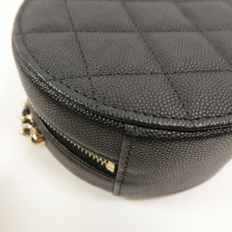 CHANEL 牛皮皮革Round Vanity Case鏈帶肩背袋-9