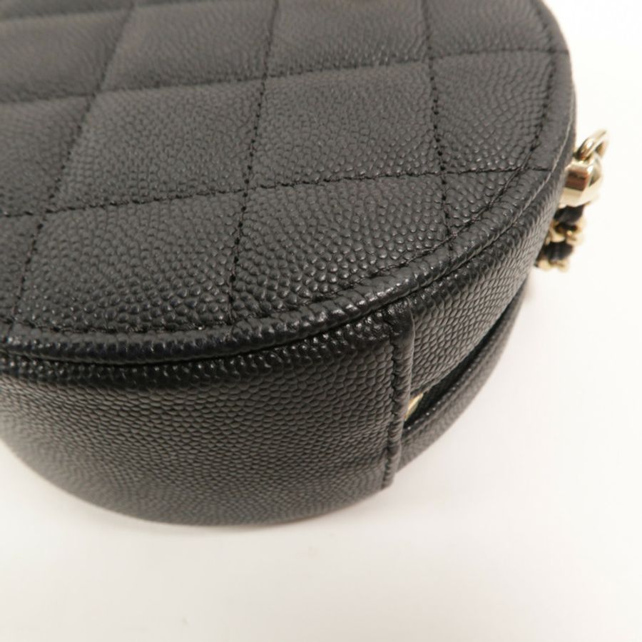 CHANEL 牛皮皮革Round Vanity Case鏈帶肩背袋-10