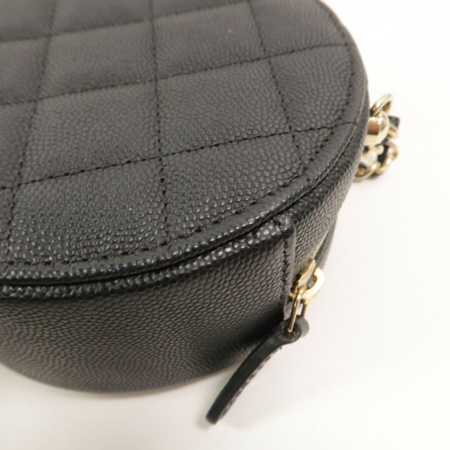 CHANEL 牛皮皮革Round Vanity Case鏈帶肩背袋-11