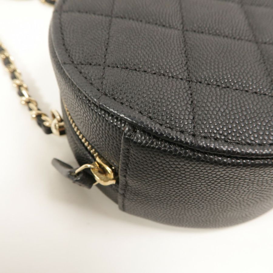 CHANEL 牛皮皮革Round Vanity Case鏈帶肩背袋-12