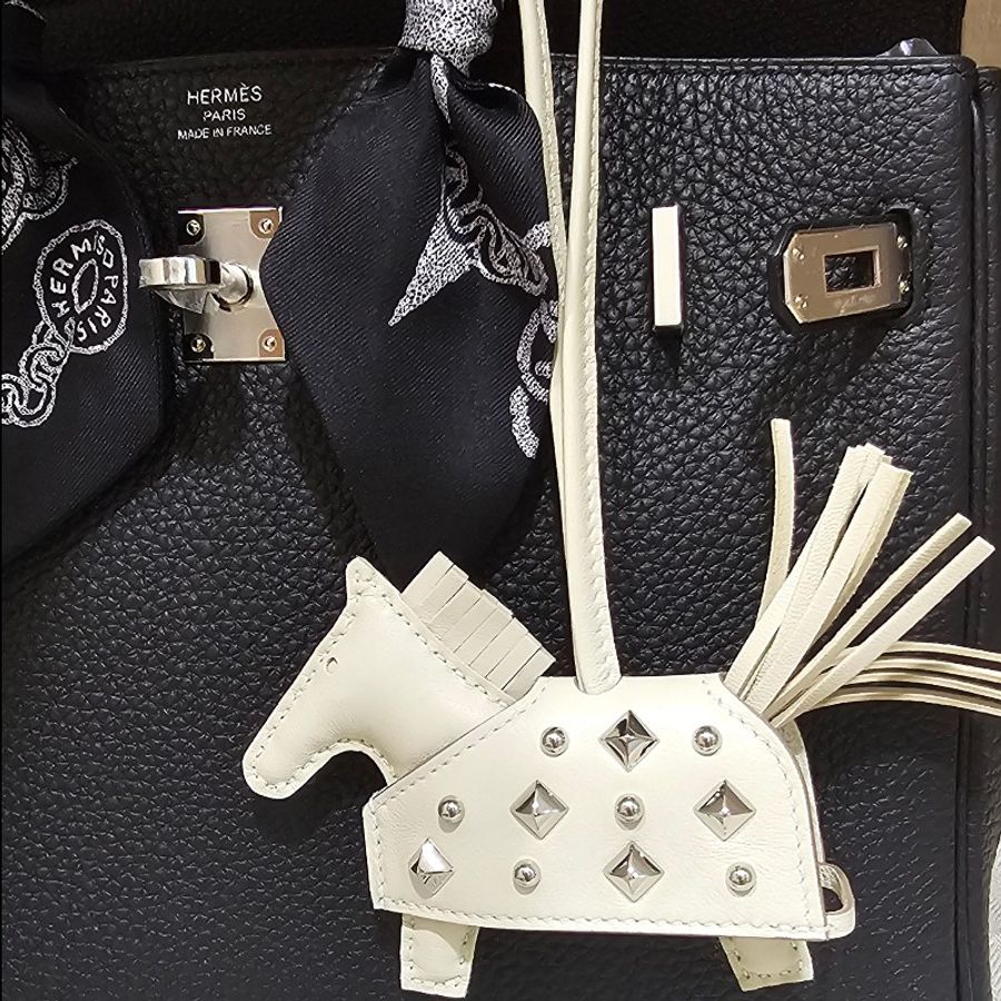 🌟全新🌟 HERMÈS 愛馬仕 Rodeo ROBEO ROCK PM 小馬 10 奶昔白 Craie銀釦-3