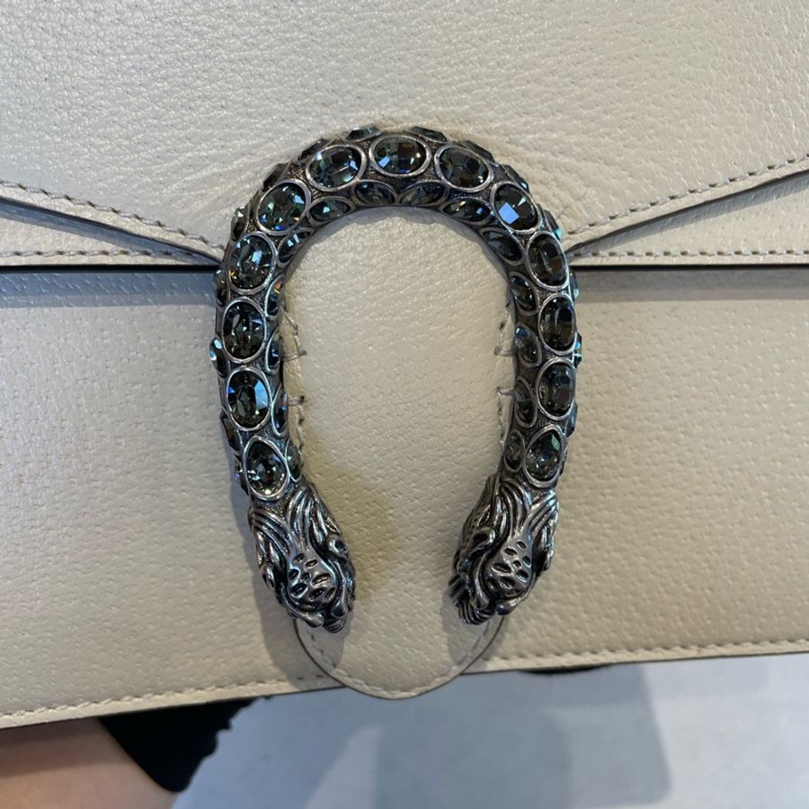 古馳/Gucci 中號鑽扣酒神白色全皮款 038黑標-5