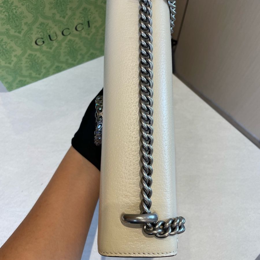 古馳/Gucci 中號鑽扣酒神白色全皮款 038黑標-6