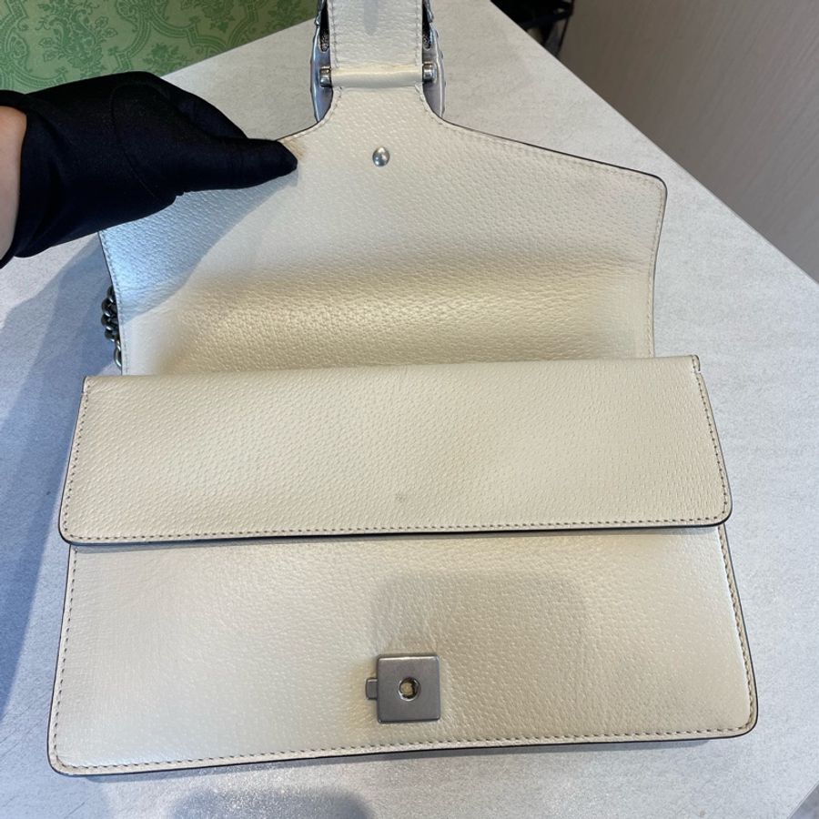 古馳/Gucci 中號鑽扣酒神白色全皮款 038黑標-7