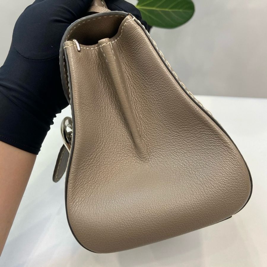 德爾沃Delvaux Brillant Mini 大象灰外縫線款 銀釦手提包斜背包-3