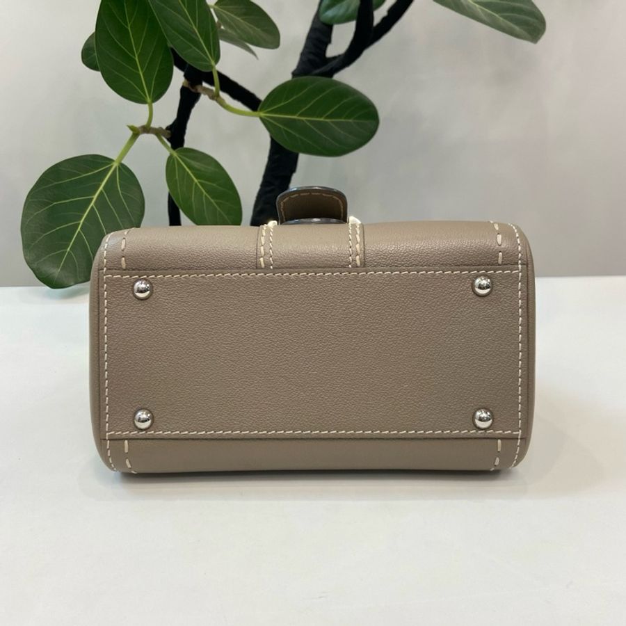 德爾沃Delvaux Brillant Mini 大象灰外縫線款 銀釦手提包斜背包-6