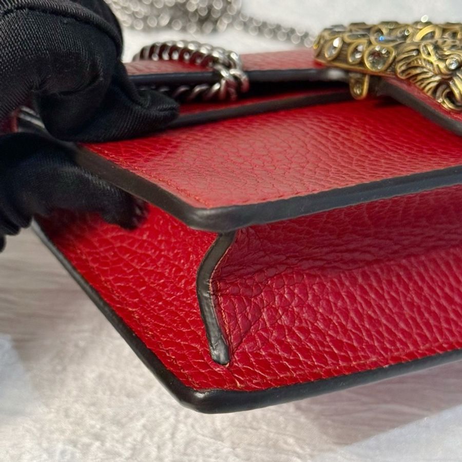 Gucci酒神鑽扣 紅色mini 帶龍蝦扣-10