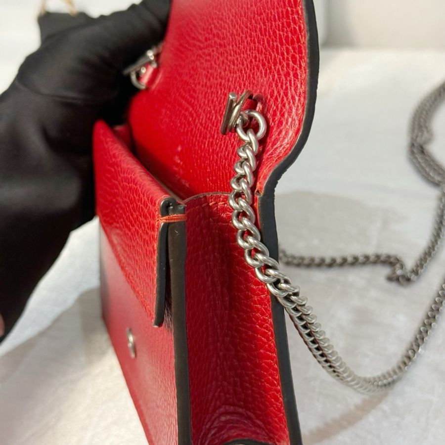 Gucci酒神鑽扣 紅色mini 帶龍蝦扣-14