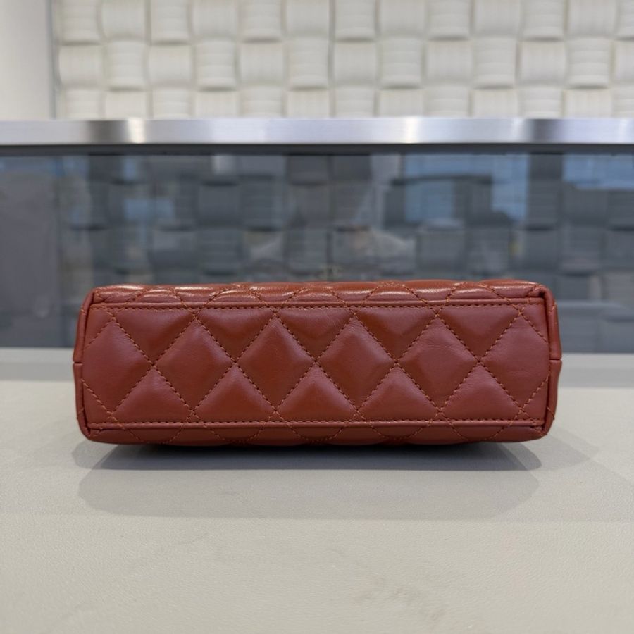 ❤️Chanel/香奈兒24A焦糖色Kelly nano,手提包斜背包-4