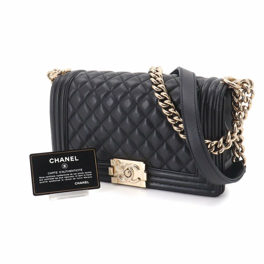 香奈兒 Boy Chain 單肩手提包,羊皮,黑色,A67086,金色五金配件,BOY CHANEL 包-1