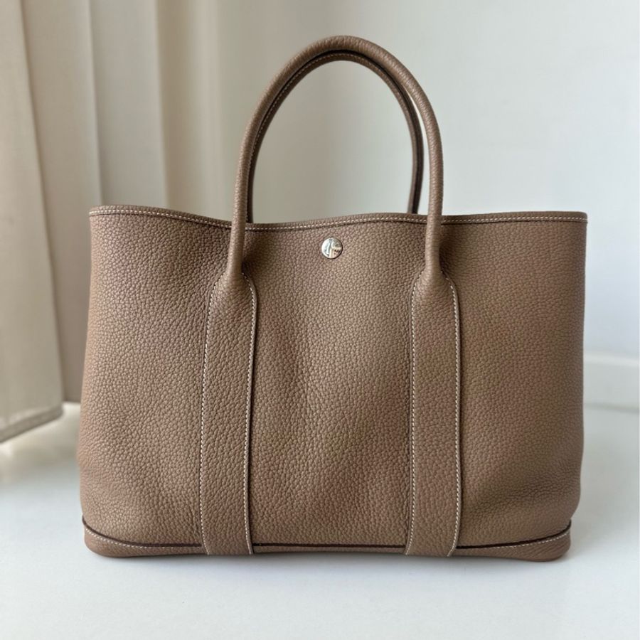 98🆕 愛馬仕Hermes 全皮 大象灰色 GP36花園包C刻 百搭通勤款-1