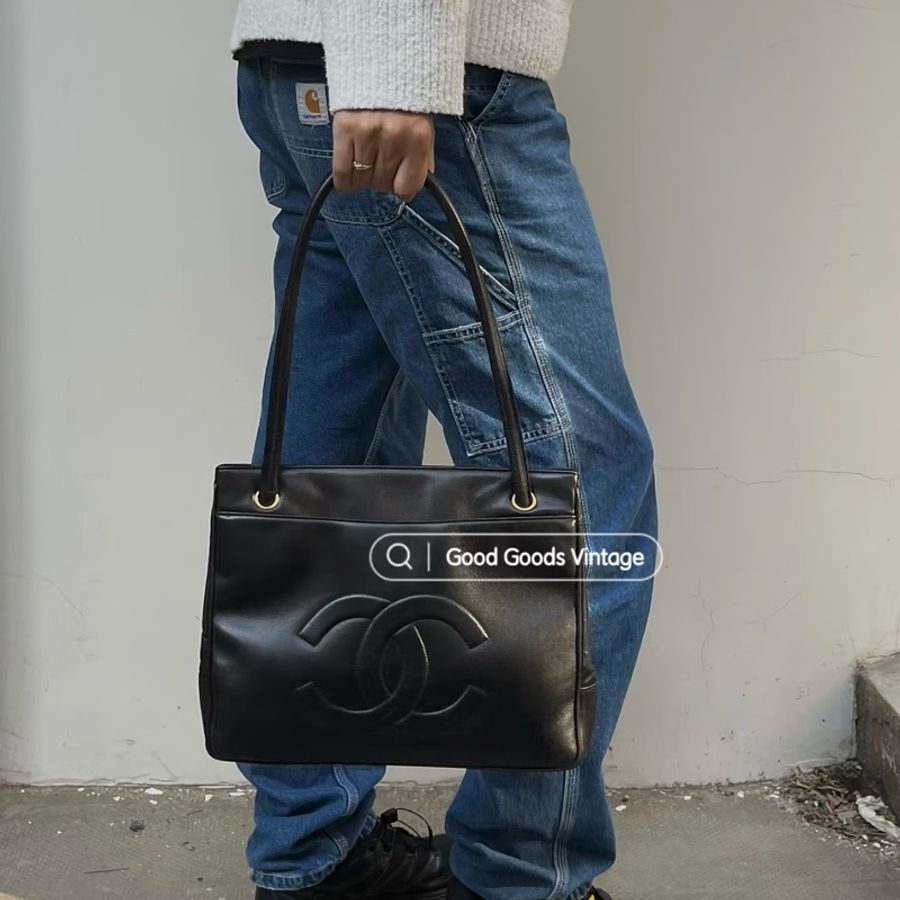 (極新🎁) Chanel 荔枝牛皮 黑金 托特包 專櫃25萬-22