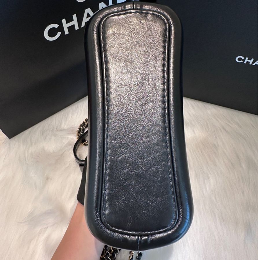 Chanel香奈兒/黑金V紋流浪包小號 28開(有卡)-5