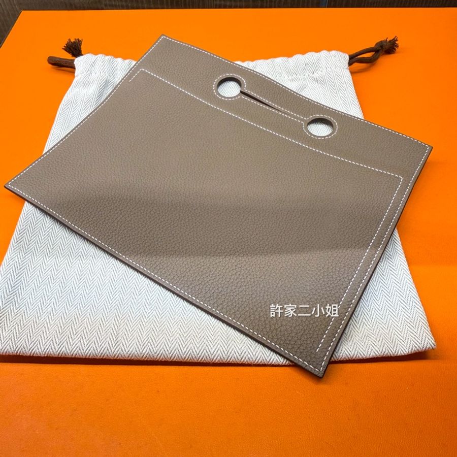 Hermes 99新閒置 大象灰 Birkin25銀扣後加掛小袋 Z刻-2