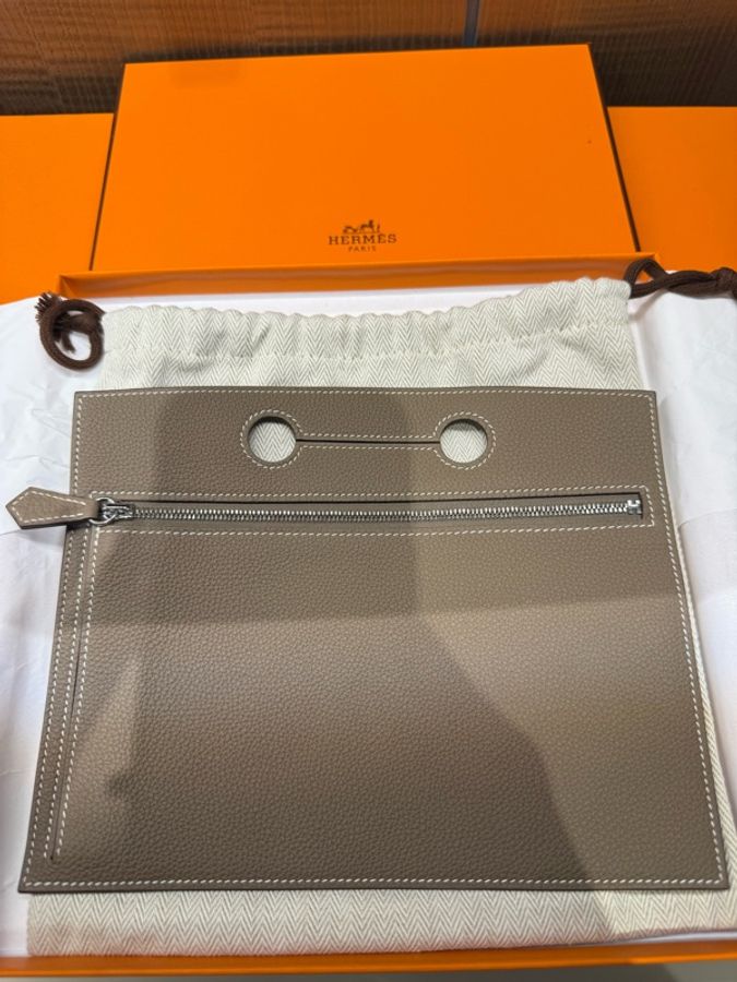 Hermes 99新閒置 大象灰 Birkin25銀扣後加掛小袋 Z刻-6