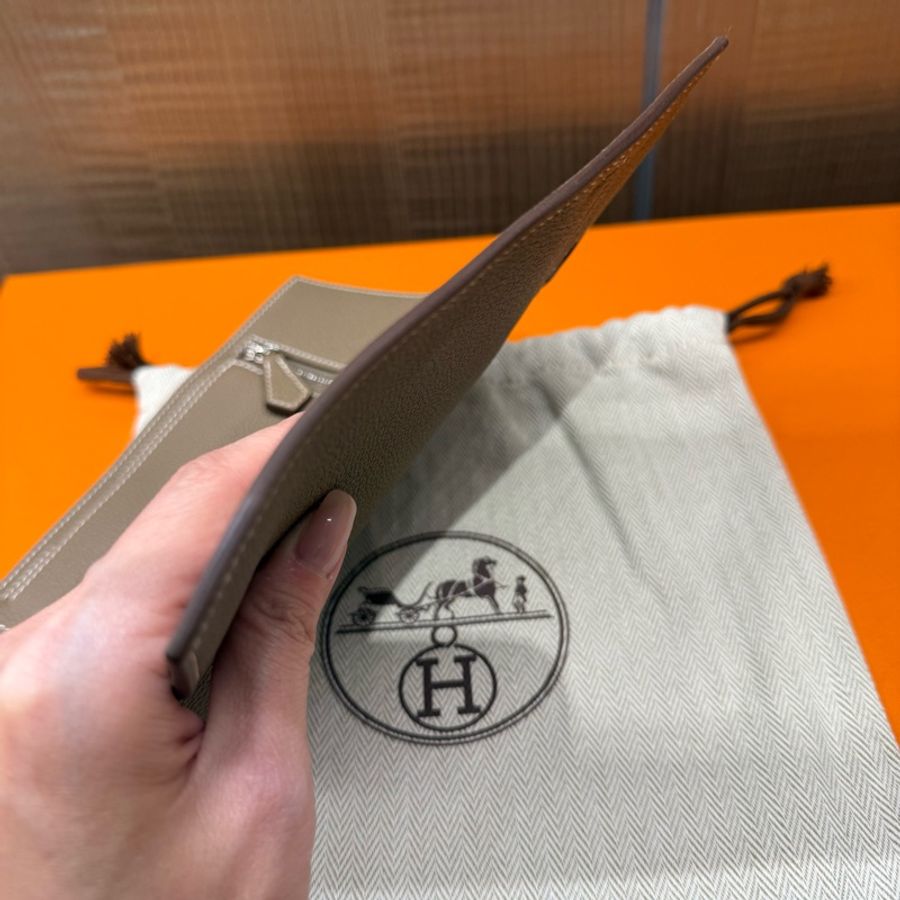 Hermes 99新閒置 大象灰 Birkin25銀扣後加掛小袋 Z刻-11