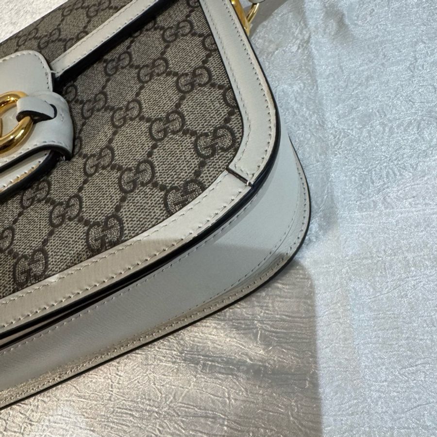 Gucci 古馳1955馬鞍包中號 白色老花-3