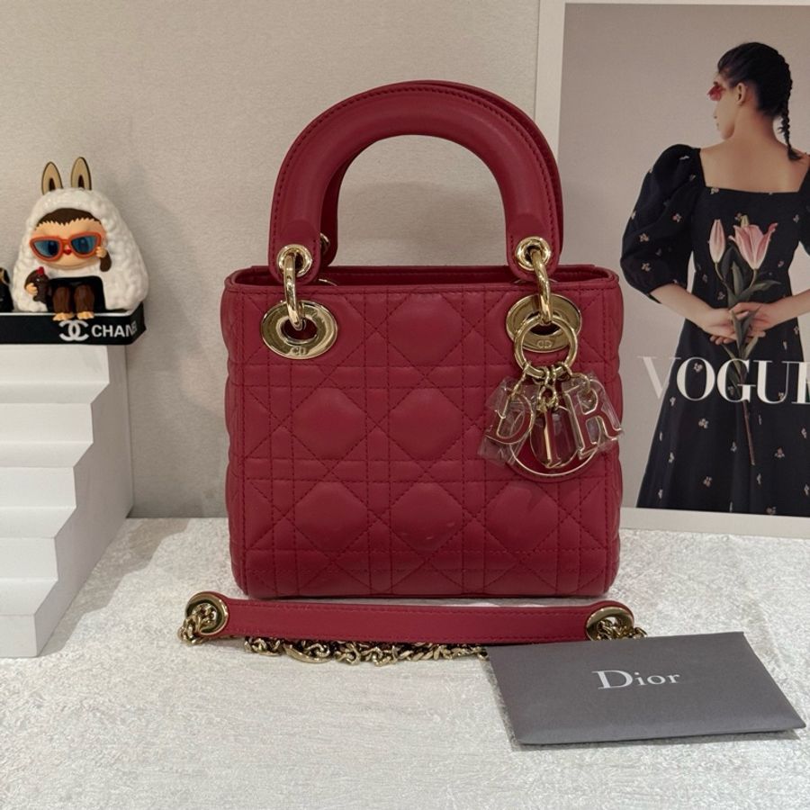 Dior三格戴妃粉色羊皮 閒置品 琺瑯扣 20年編碼帶芯片 。-5