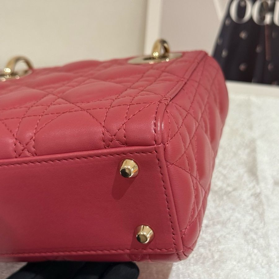 Dior三格戴妃粉色羊皮 閒置品 琺瑯扣 20年編碼帶芯片 。-15