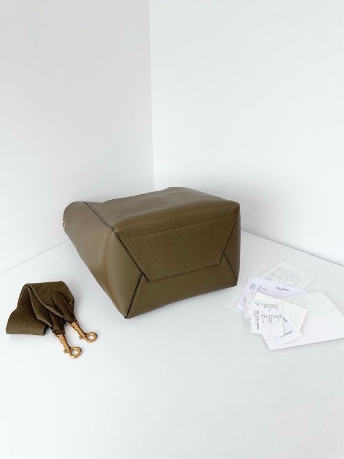 ✨Celine|Sangle Bucket全皮水桶包|卡其綠新標顆粒牛皮|中號|99新-5