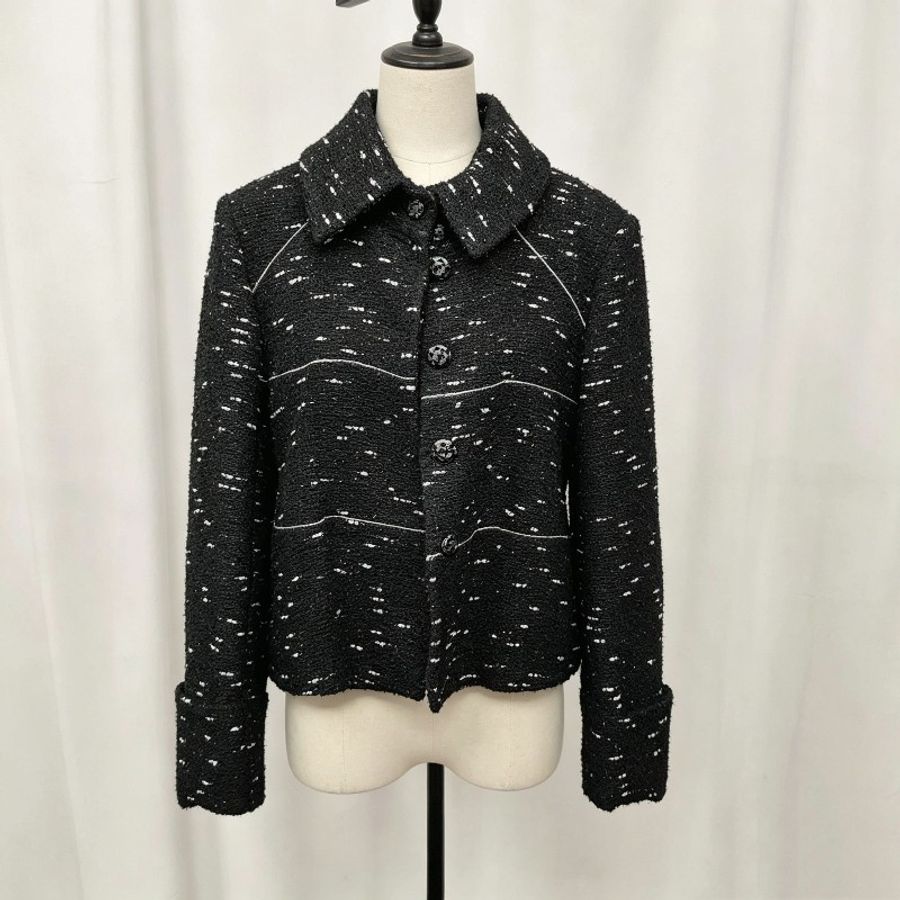 Chanel 18年森林系列秀款黑白羊毛上衣外套-10