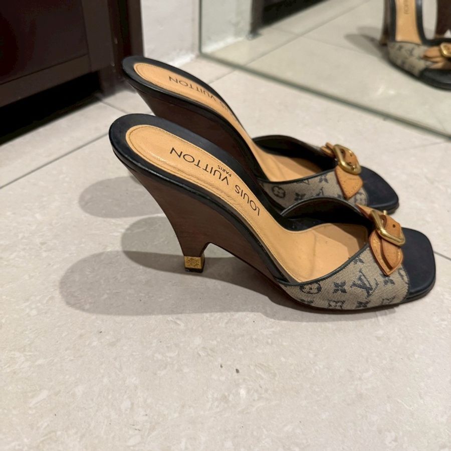 98新🧡#Lv #老花牛仔 #高跟鞋 #38.5碼-5