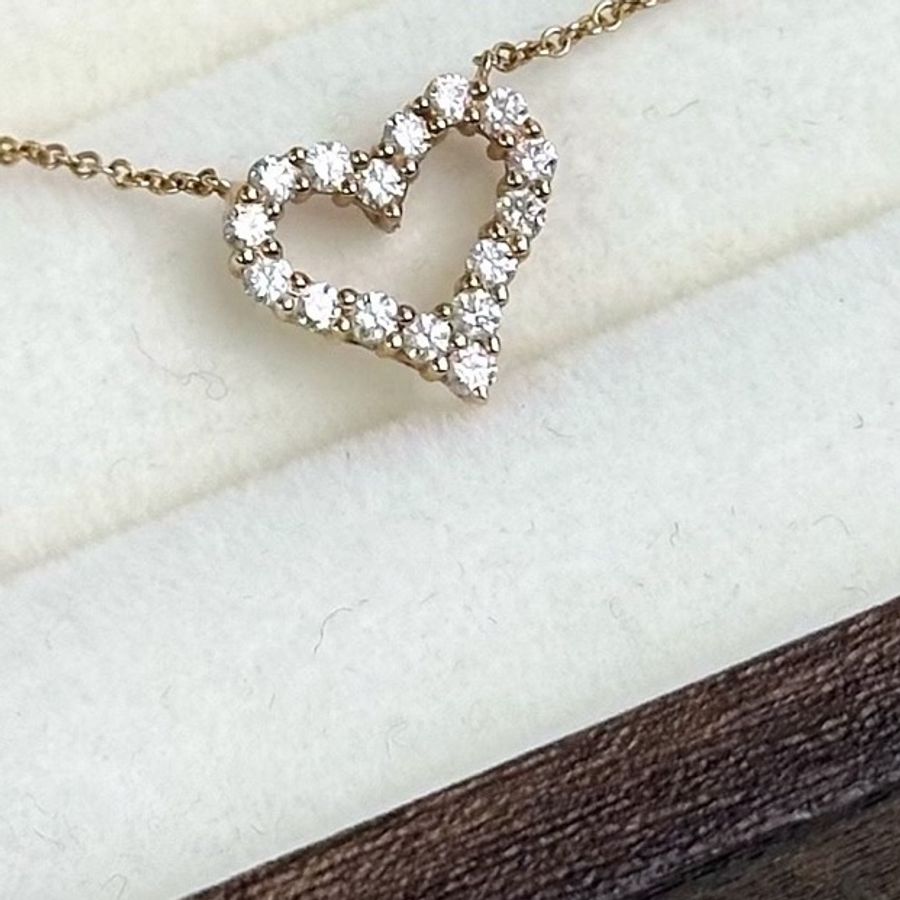Tiffany 蒂芙尼 Elsa系列 18K金滿鑽愛心項鍊 附件盒子-2