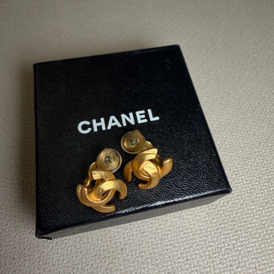 Chanel vintage 經典雙CLogo耳夾 香奈兒 老香 古董耳環-2
