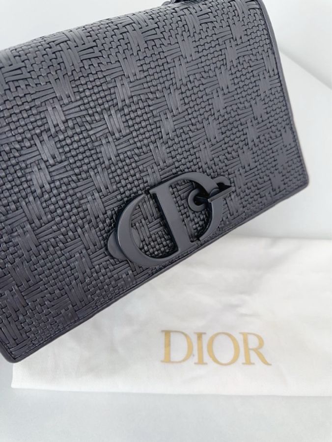 ✨Dior迪奧|限量秀款Montaigne蒙田鏈條包|soblack全黑金屬編織格紋|98新-8