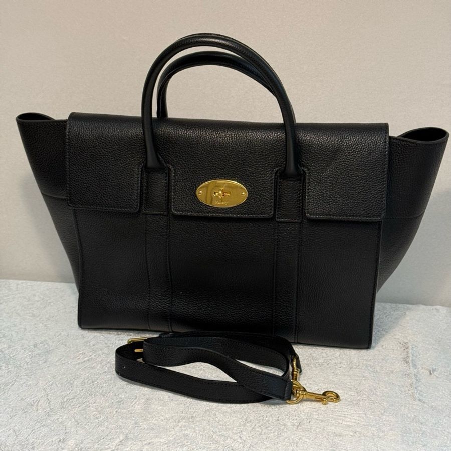 Mulberry 黑色手提斜挎包 底長32。-0