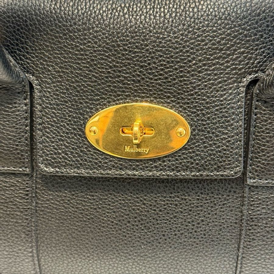 Mulberry 黑色手提斜挎包 底長32。-11