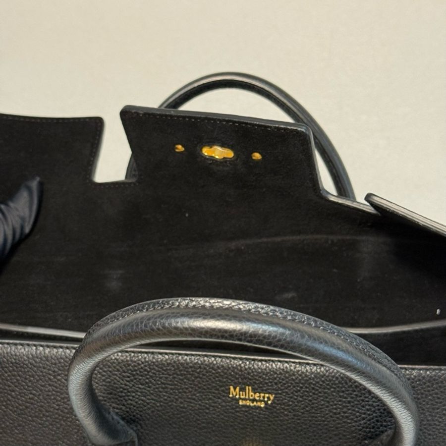 Mulberry 黑色手提斜挎包 底長32。-17