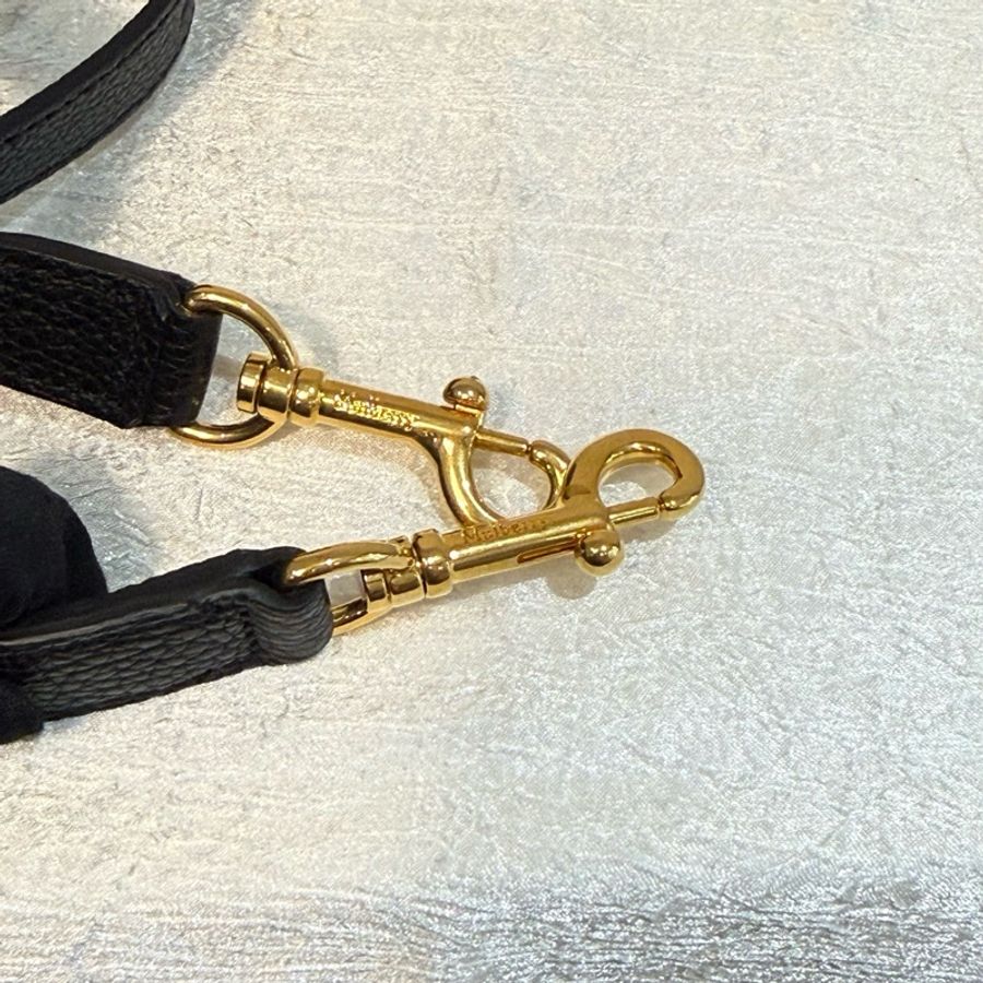 Mulberry 黑色手提斜挎包 底長32。-18