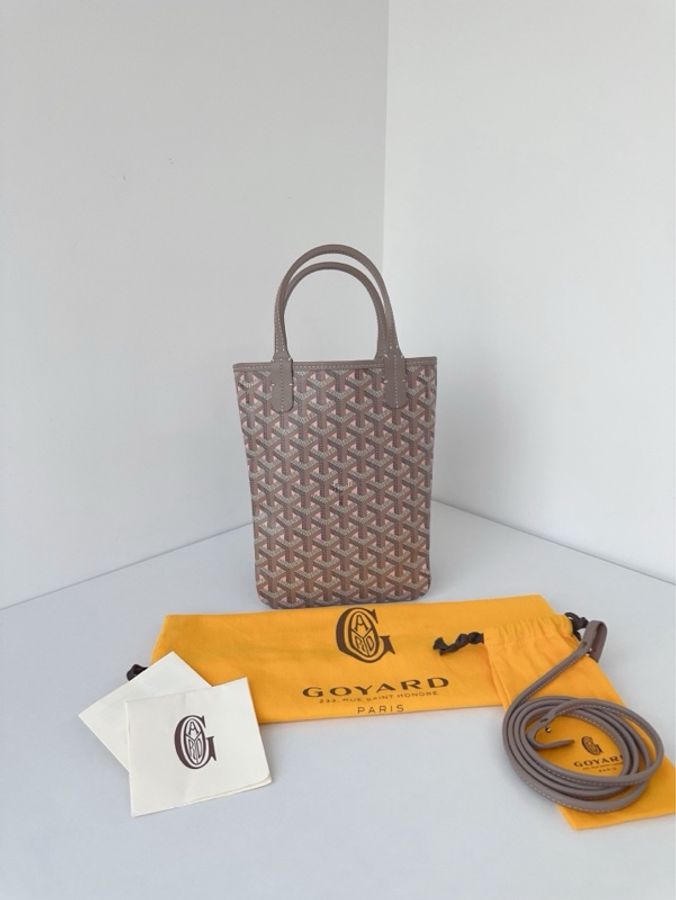 ✨Goyard|週年全球限定🤩Poitiers mini tote 灰粉色老花肩帶款 |98新-1