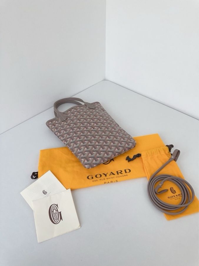 ✨Goyard|週年全球限定🤩Poitiers mini tote 灰粉色老花肩帶款 |98新-5