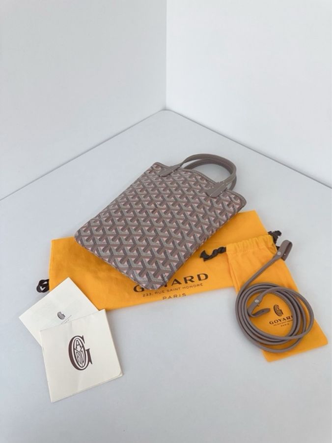 ✨Goyard|週年全球限定🤩Poitiers mini tote 灰粉色老花肩帶款 |98新-6