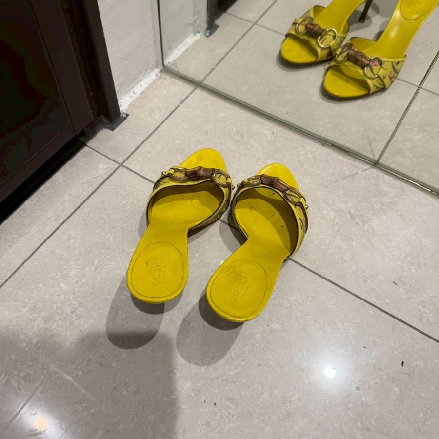 98新🌼#Gucci #黃色馬鞍扣 #高跟涼鞋 #36.5碼-2
