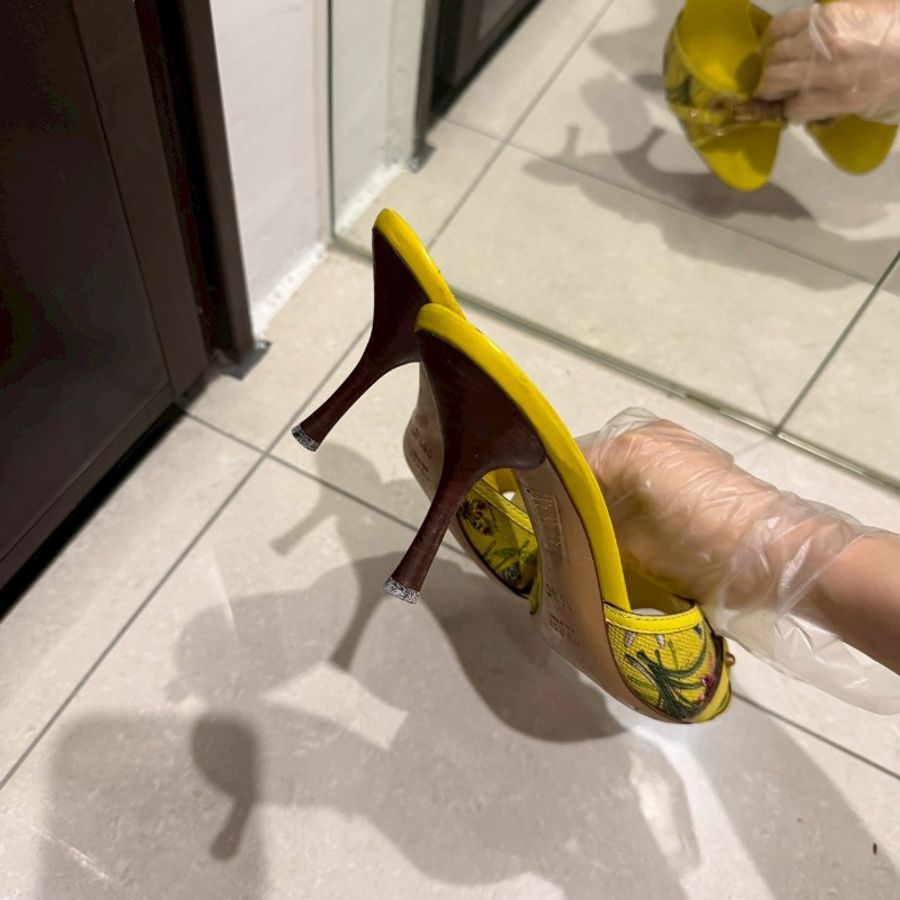 98新🌼#Gucci #黃色馬鞍扣 #高跟涼鞋 #36.5碼-3